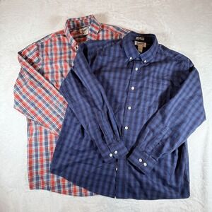 Duluth‎ Trading Company Men's Shirts Sz L Blue Red Plaid Button Up (Bundle of 2)